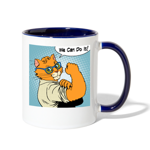 We Can Do It - Cat - Contrast Coffee Mug - white/cobalt blue