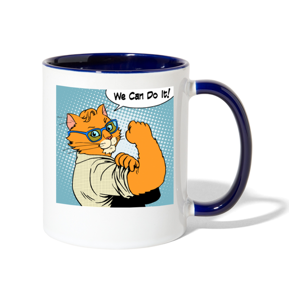 We Can Do It - Cat - Contrast Coffee Mug - white/cobalt blue