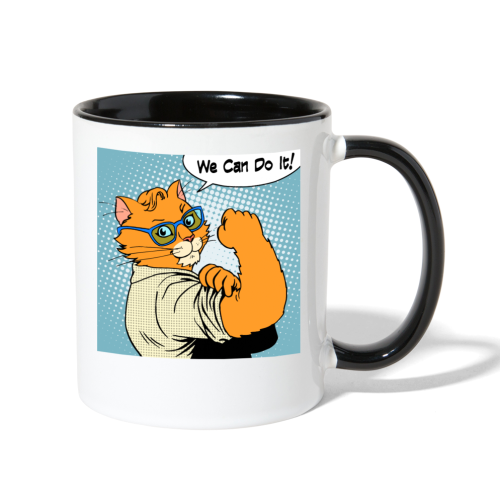 We Can Do It - Cat - Contrast Coffee Mug - white/black