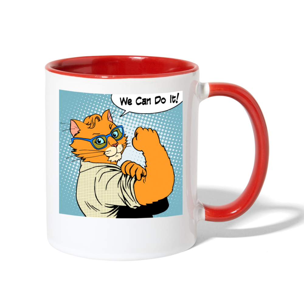 We Can Do It - Cat - Contrast Coffee Mug - white/red