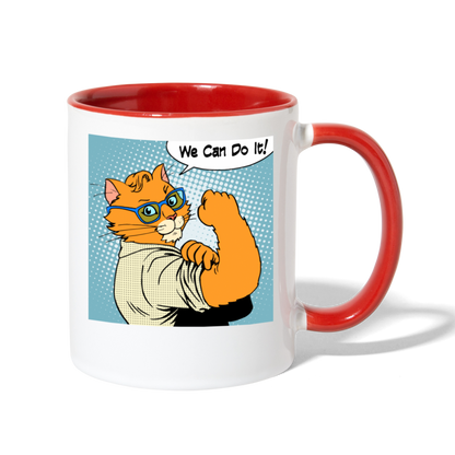 We Can Do It - Cat - Contrast Coffee Mug - white/red