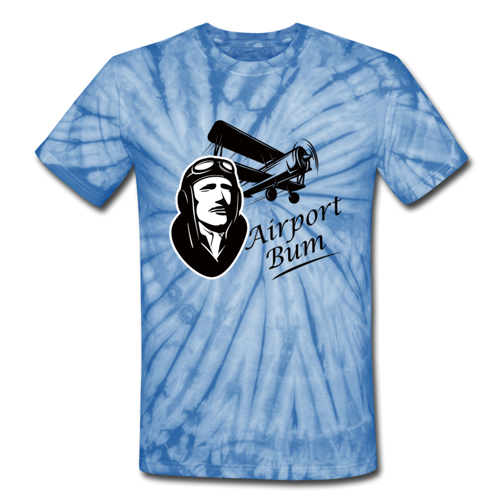 Airport Bum - Unisex Tie Dye T-Shirt - spider baby blue