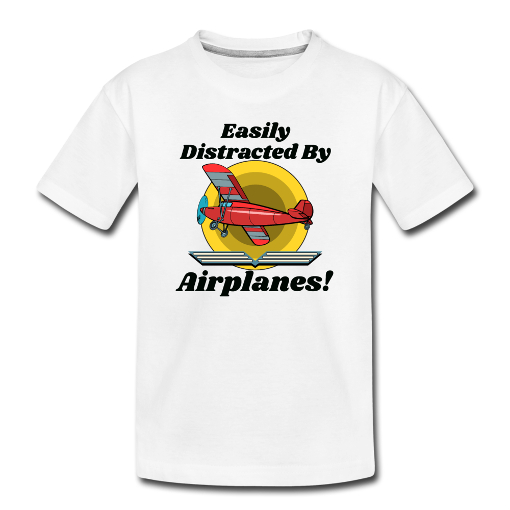 Easily Distracted - Red Taildragger - Toddler Premium T-Shirt - white