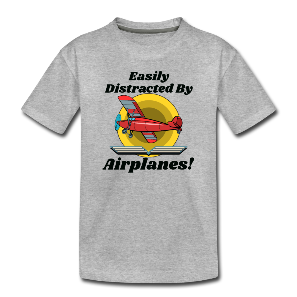 Easily Distracted - Red Taildragger - Toddler Premium T-Shirt - heather gray