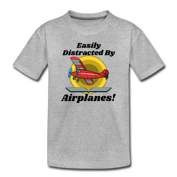 Easily Distracted - Red Taildragger - Toddler Premium T-Shirt - heather gray
