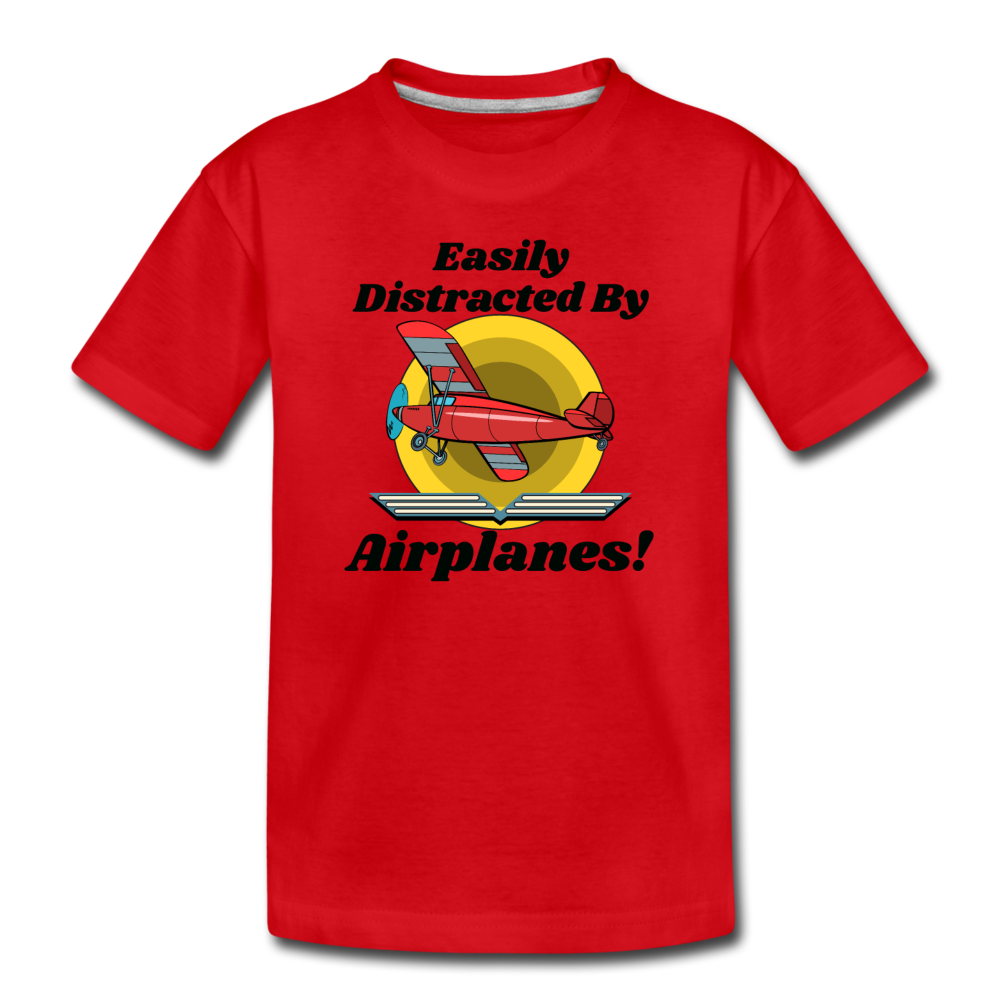 Easily Distracted - Red Taildragger - Toddler Premium T-Shirt - red