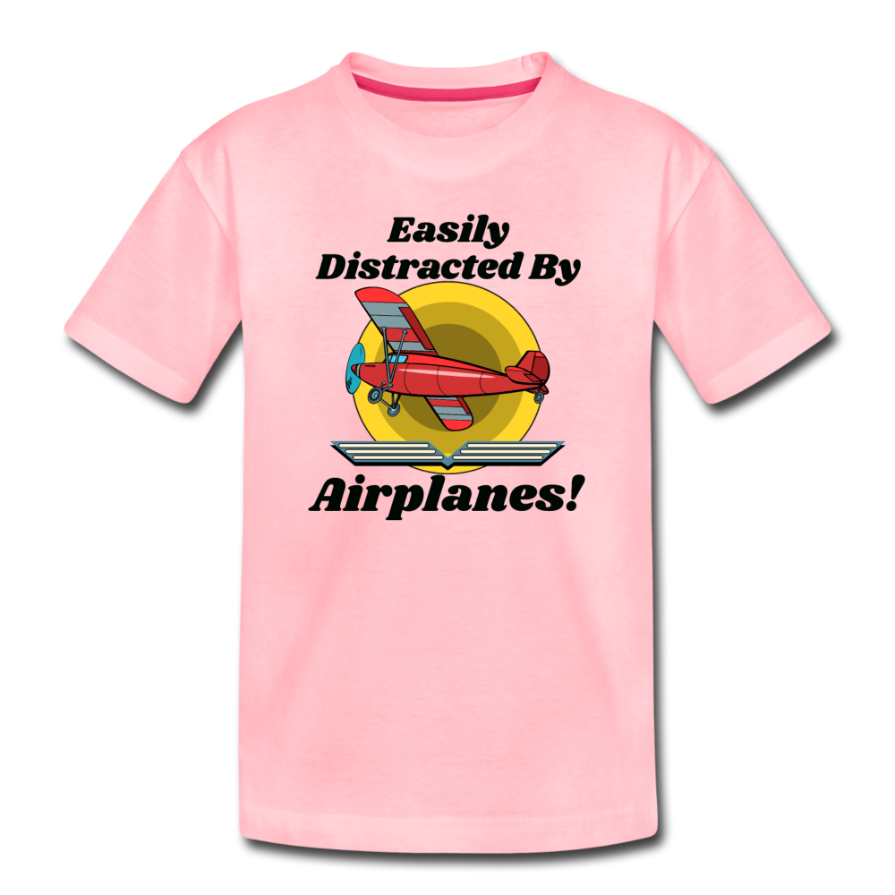 Easily Distracted - Red Taildragger - Toddler Premium T-Shirt - pink