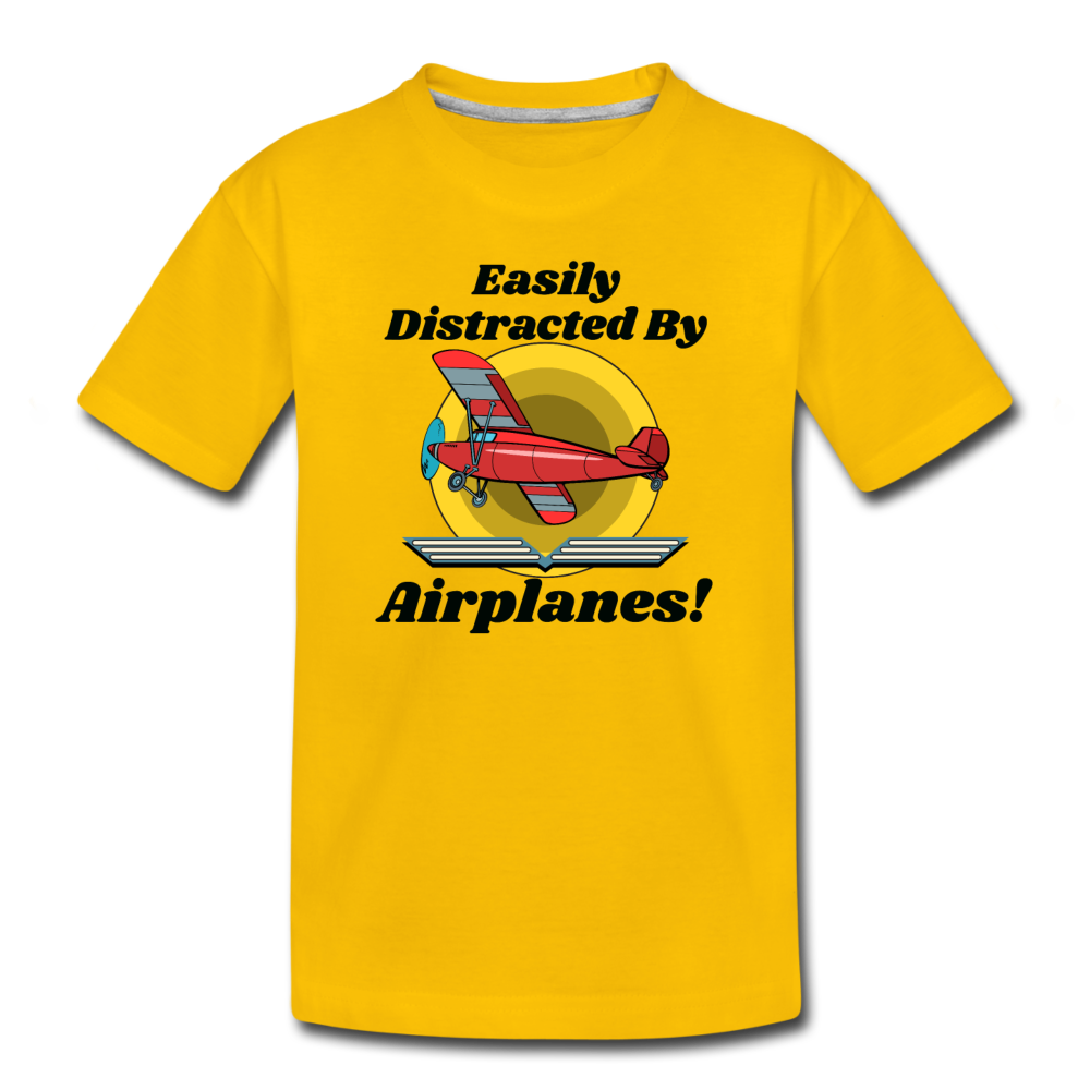 Easily Distracted - Red Taildragger - Toddler Premium T-Shirt - sun yellow