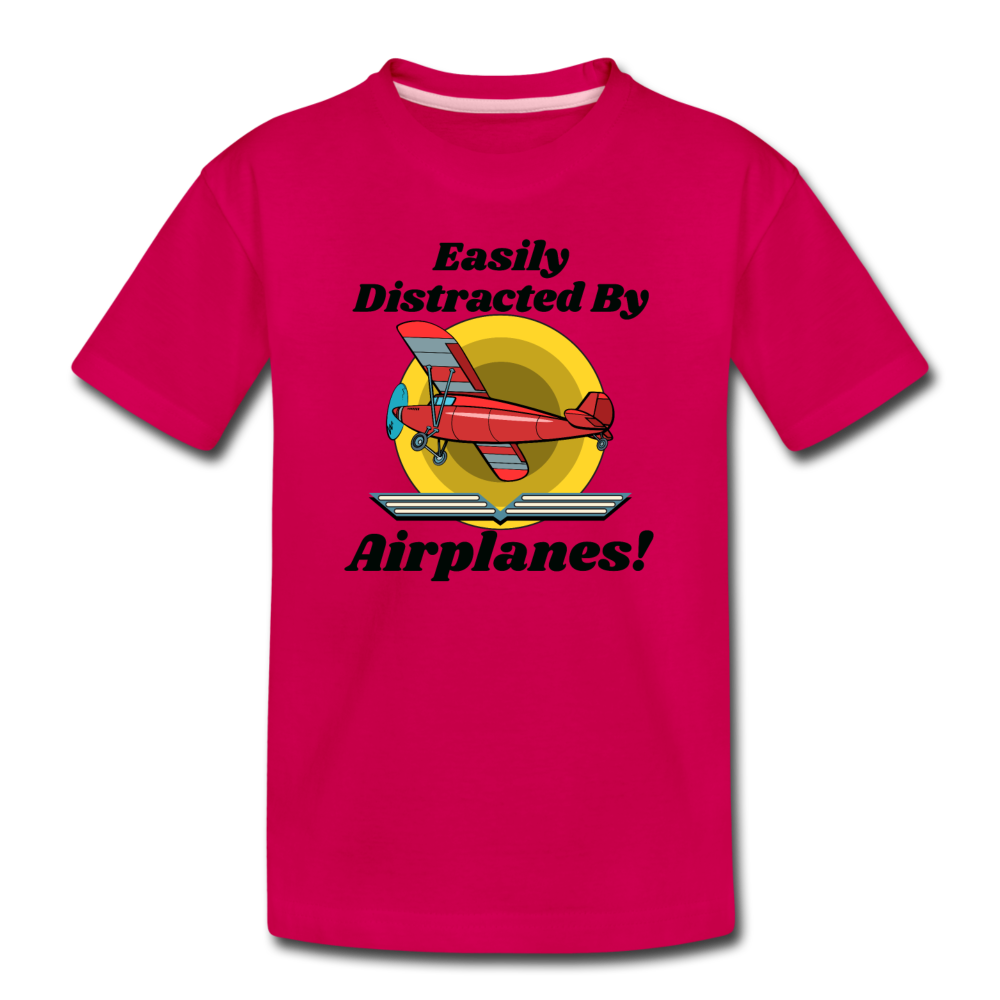 Easily Distracted - Red Taildragger - Toddler Premium T-Shirt - dark pink