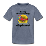 Easily Distracted - Red Taildragger - Toddler Premium T-Shirt - heather blue