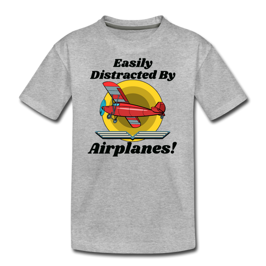 Easily Distracted - Red Taildragger - Kids' Premium T-Shirt - heather gray