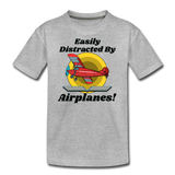 Easily Distracted - Red Taildragger - Kids' Premium T-Shirt - heather gray