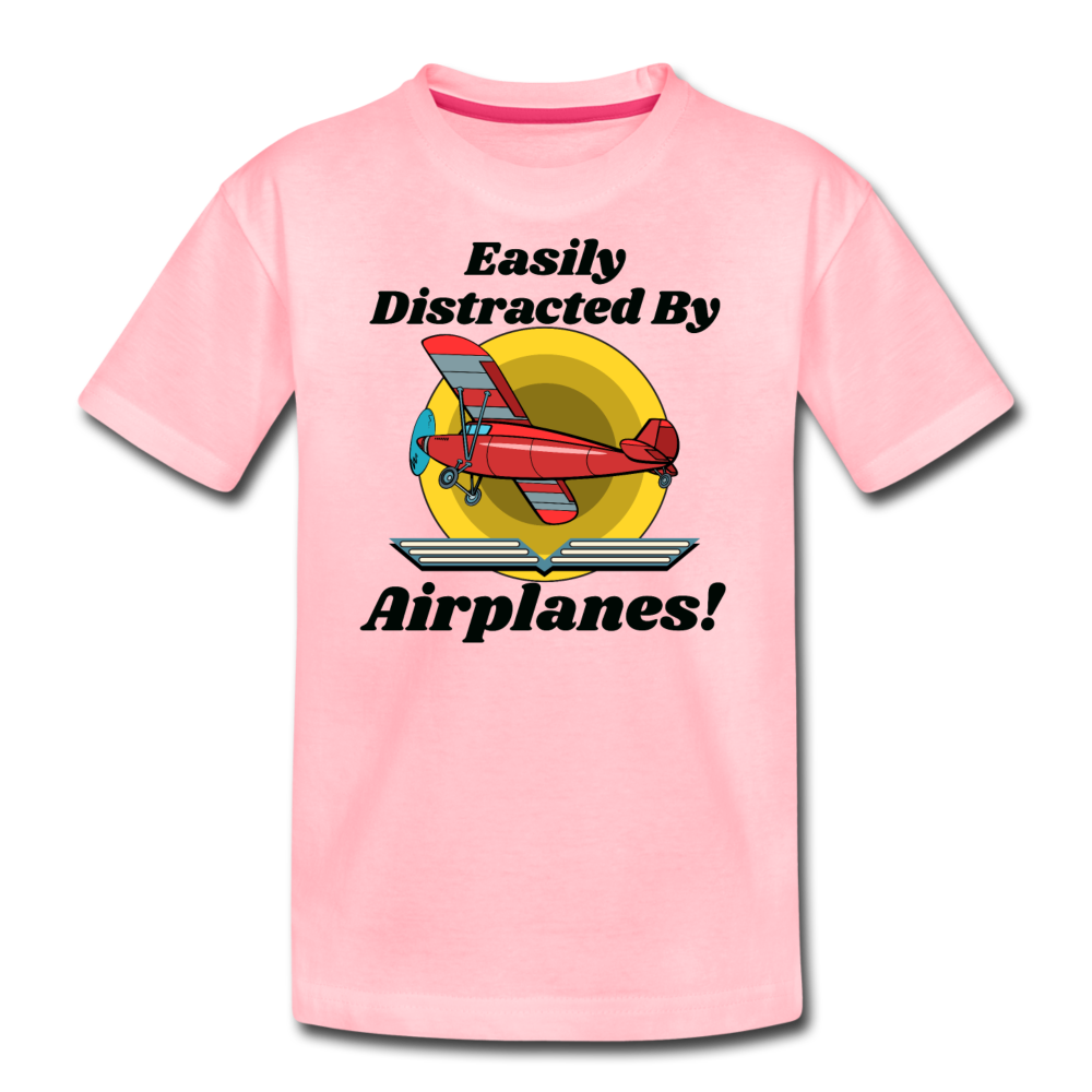 Easily Distracted - Red Taildragger - Kids' Premium T-Shirt - pink