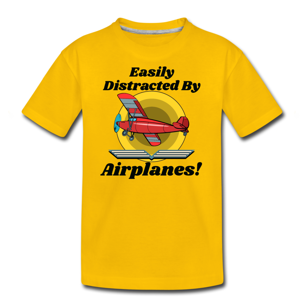 Easily Distracted - Red Taildragger - Kids' Premium T-Shirt - sun yellow