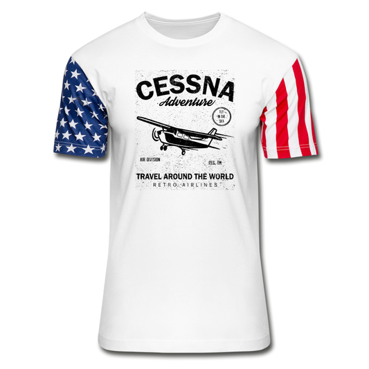 Cessna Adventure - Black - Stars & Stripes T-Shirt - white