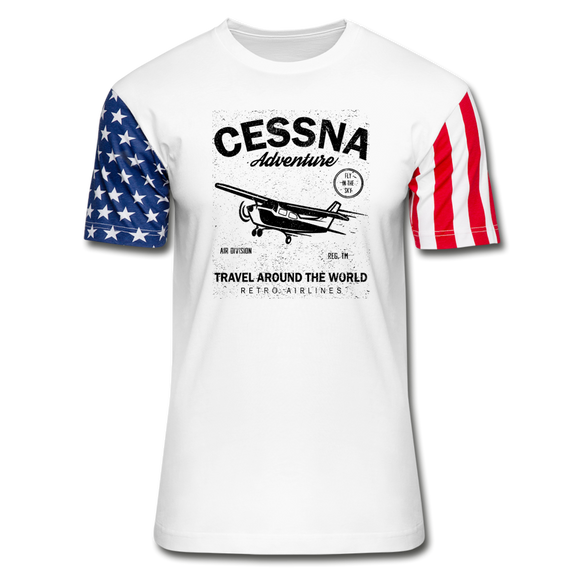 Cessna Adventure - Black - Stars & Stripes T-Shirt - white