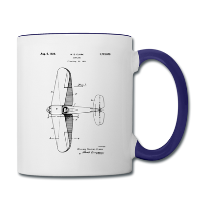 Airplane Patent - Contrast Coffee Mug - white/cobalt blue