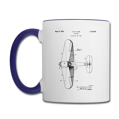 Airplane Patent - Contrast Coffee Mug - white/cobalt blue