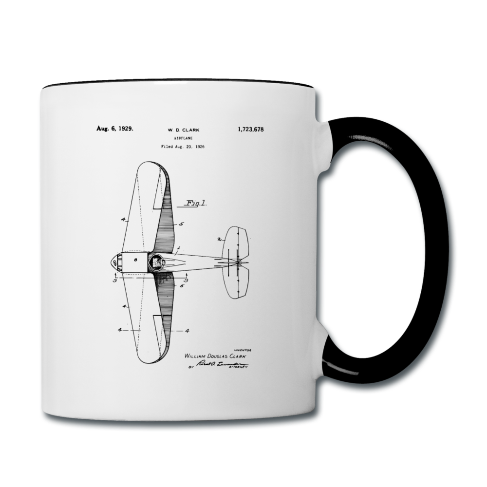 Airplane Patent - Contrast Coffee Mug - white/black