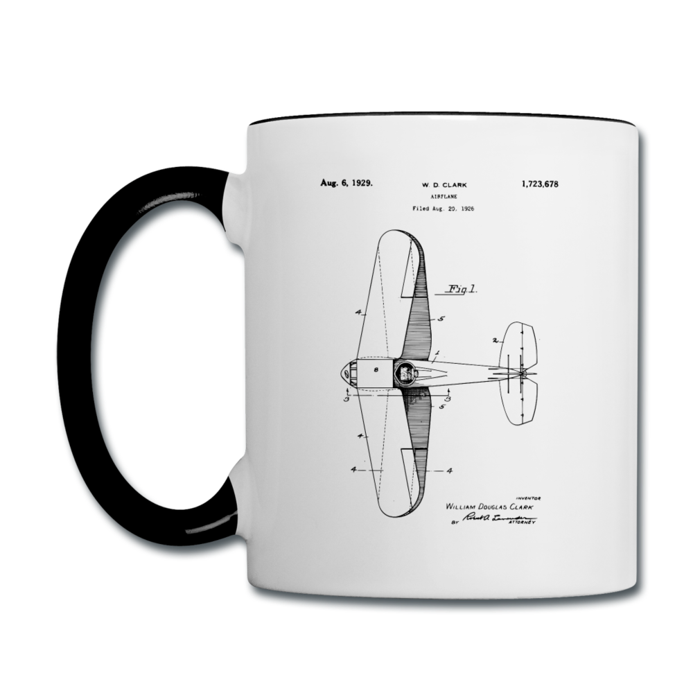 Airplane Patent - Contrast Coffee Mug - white/black