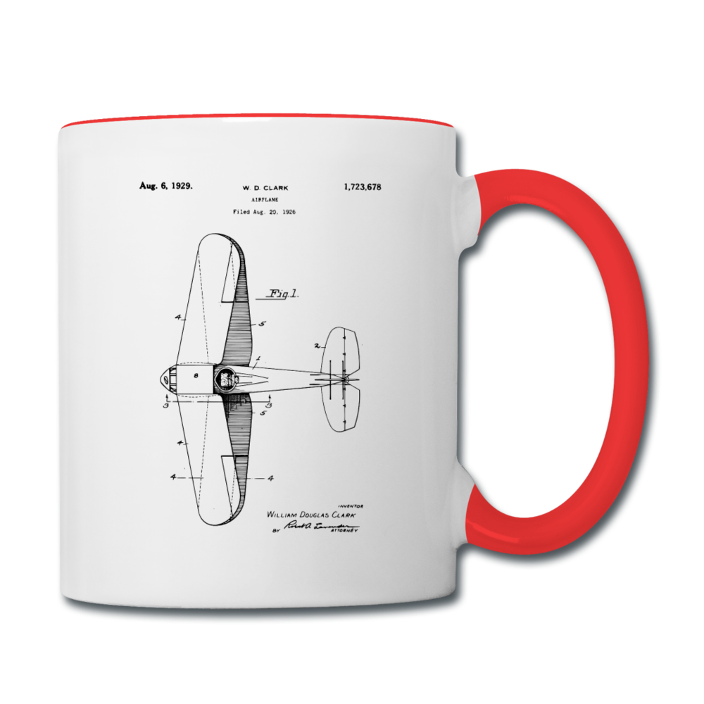 Airplane Patent - Contrast Coffee Mug - white/red