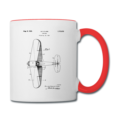 Airplane Patent - Contrast Coffee Mug - white/red