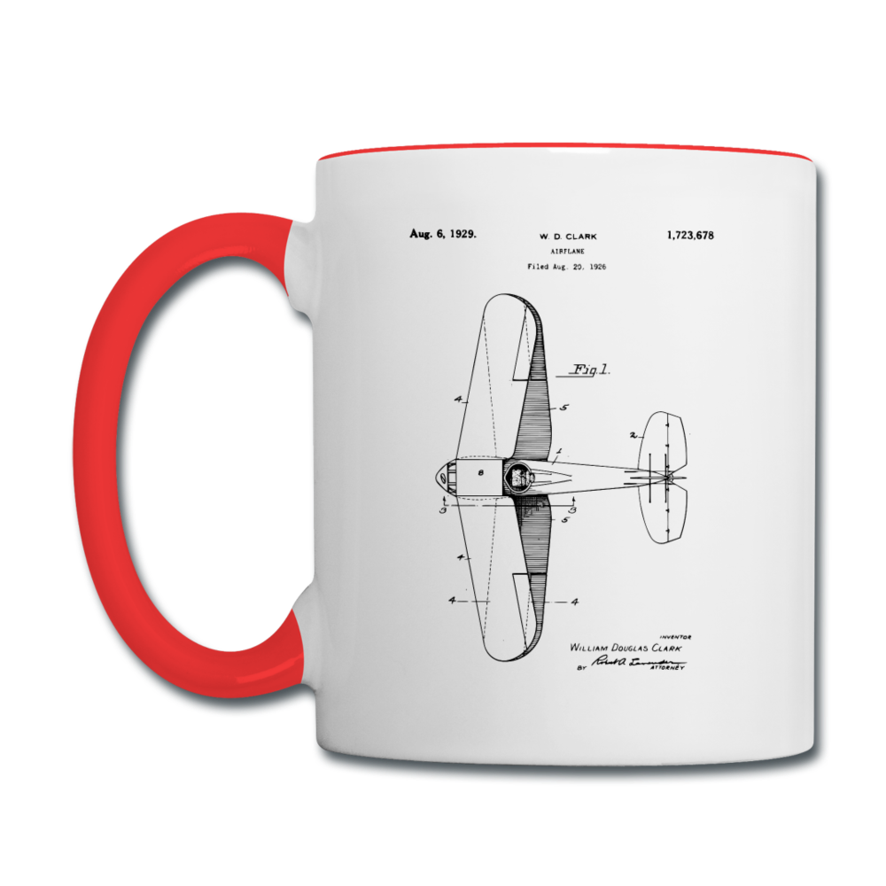 Airplane Patent - Contrast Coffee Mug - white/red