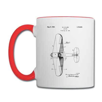 Airplane Patent - Contrast Coffee Mug - white/red