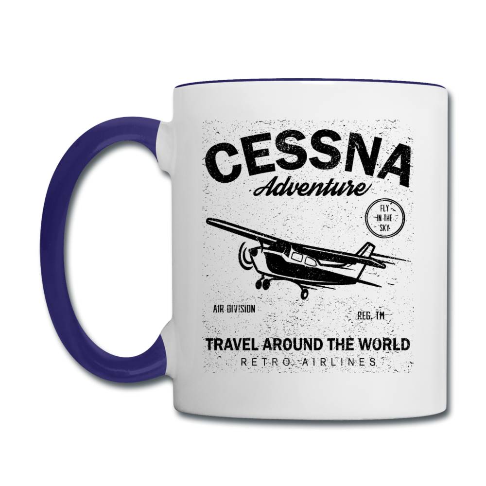 Cessna Adventure - Black - Contrast Coffee Mug - white/cobalt blue