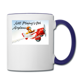 Still Playing With Airplanes - Contrast Coffee Mug - white/cobalt blue
