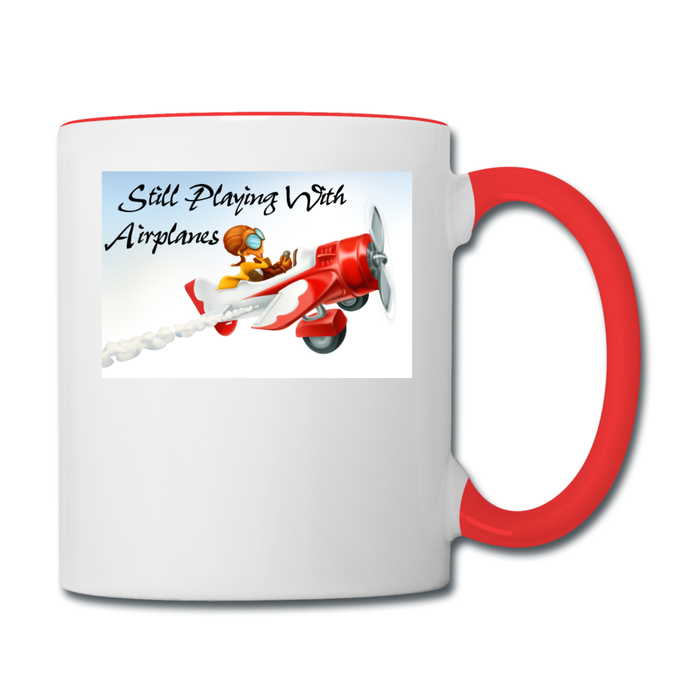 Still Playing With Airplanes - Contrast Coffee Mug - white/red