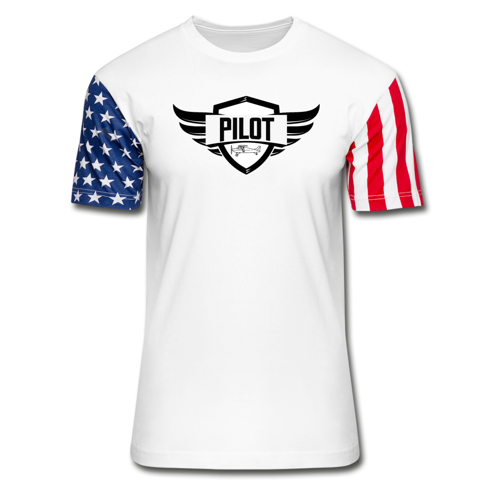 Pilot - Wings - Taildragger - Stars & Stripes T-Shirt - white