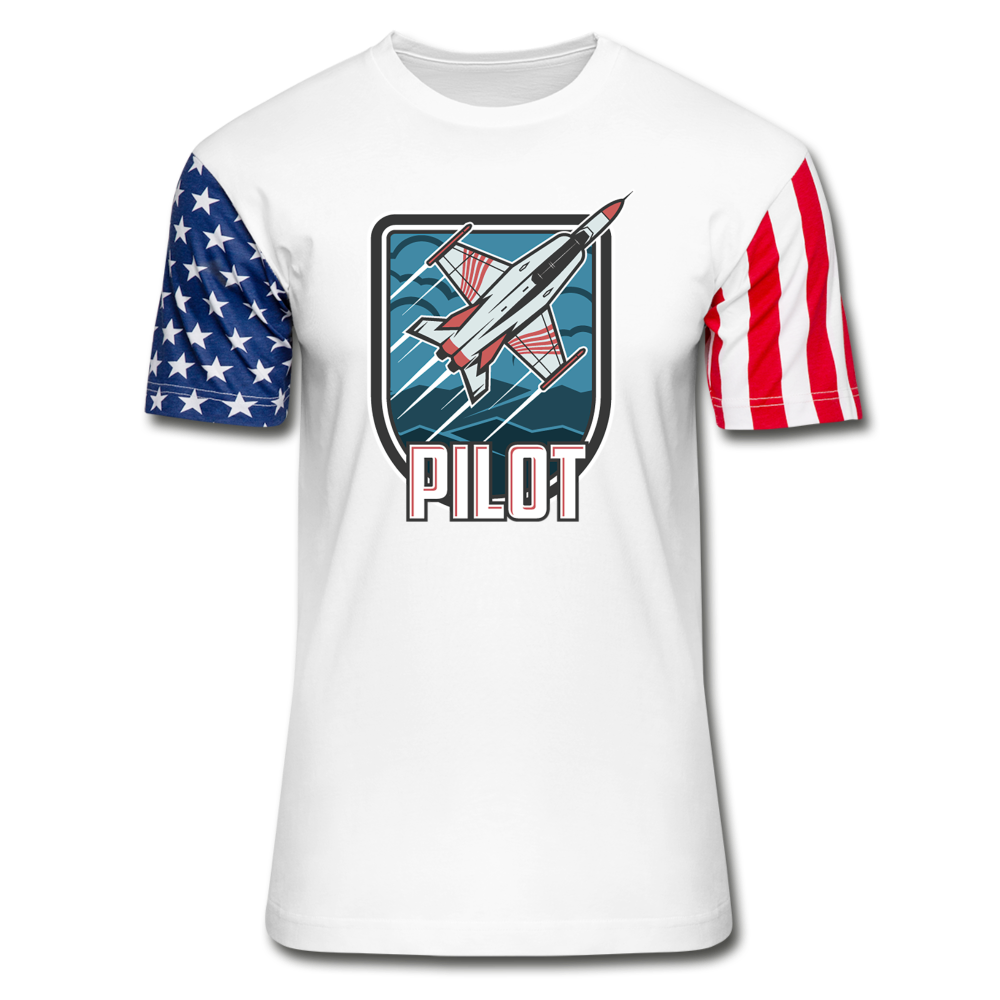 Pilot - Jet Fighter - Stars & Stripes T-Shirt - white