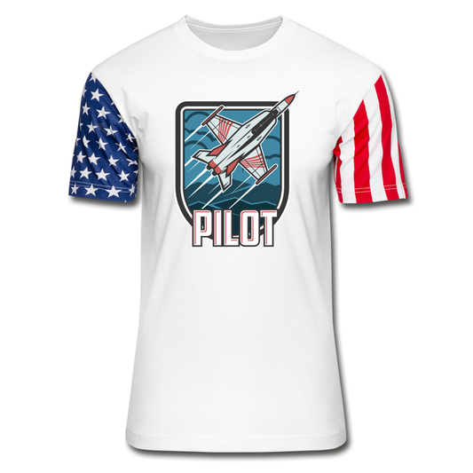 Pilot - Jet Fighter - Stars & Stripes T-Shirt - white