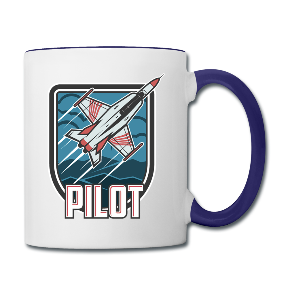 Pilot - Jet Fighter - Contrast Coffee Mug - white/cobalt blue