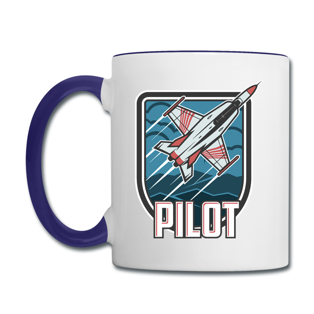 Pilot - Jet Fighter - Contrast Coffee Mug - white/cobalt blue