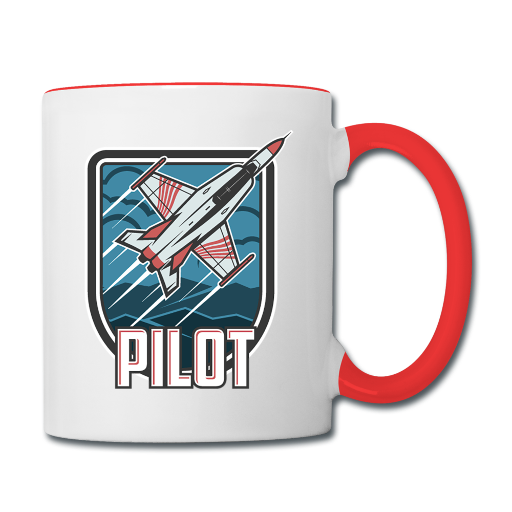 Pilot - Jet Fighter - Contrast Coffee Mug - white/red