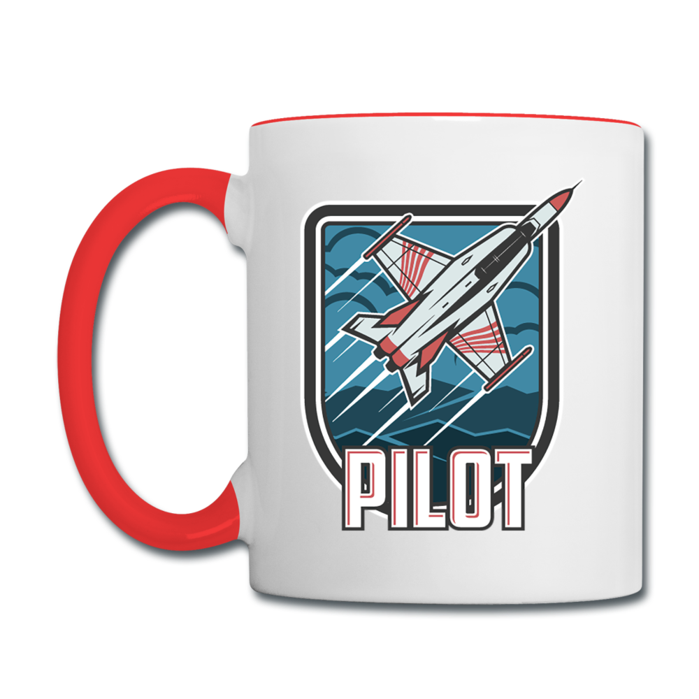 Pilot - Jet Fighter - Contrast Coffee Mug - white/red