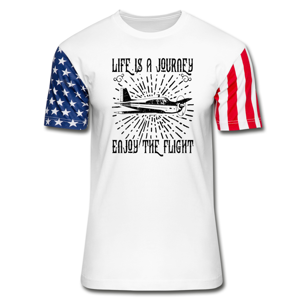 Life Is A Journey - Flight - Black - Stars & Stripes T-Shirt - white