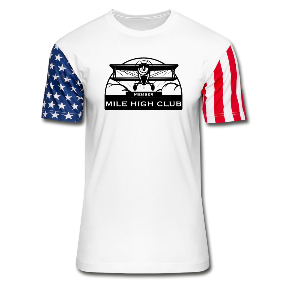 Mile High Club - Biplane - Stars & Stripes T-Shirt - white