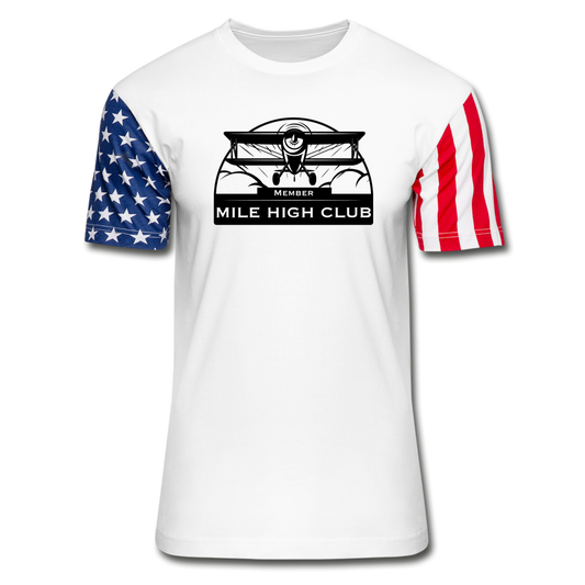 Mile High Club - Biplane - Stars & Stripes T-Shirt - white