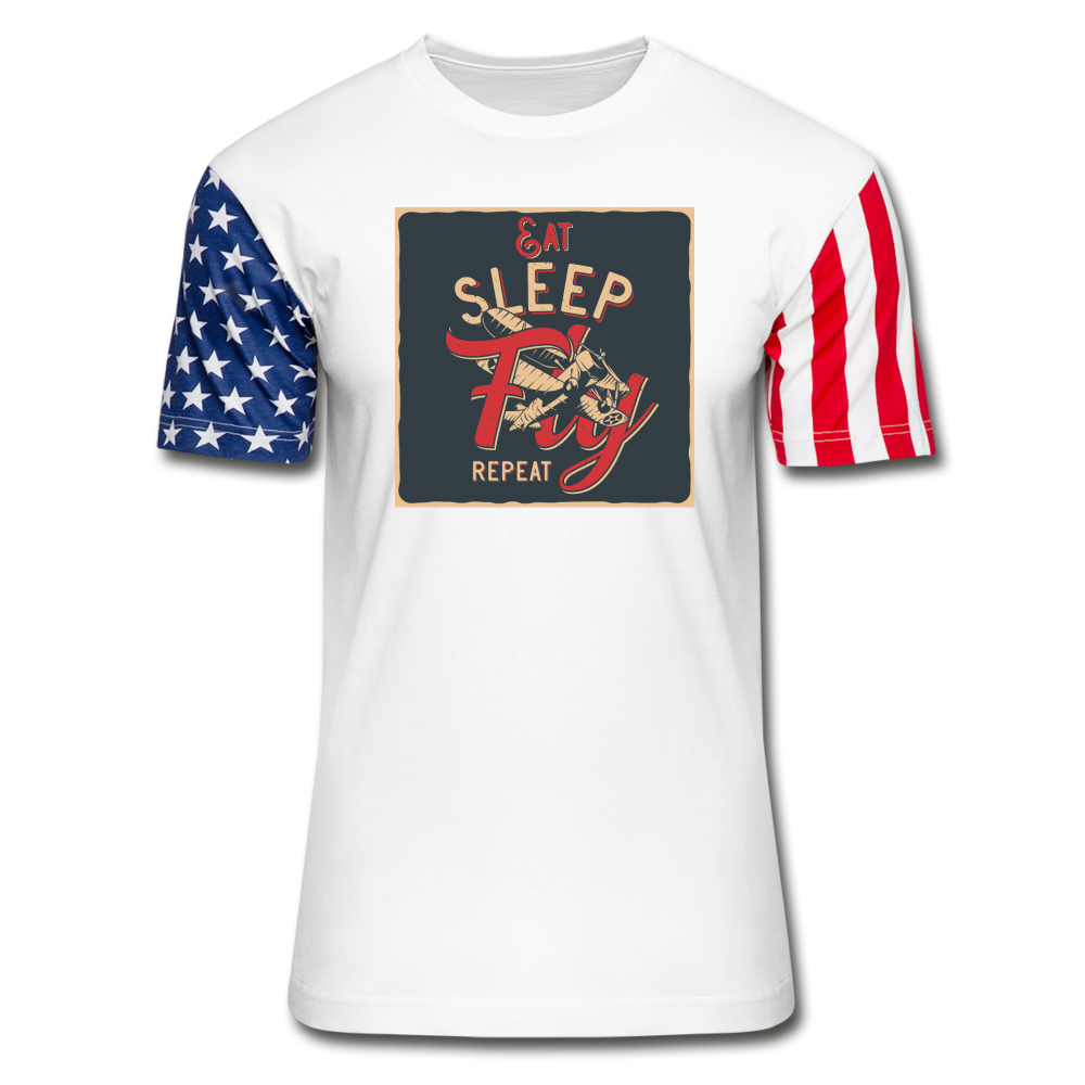 Eat Sleep Fly Repeat - Stars & Stripes T-Shirt - white