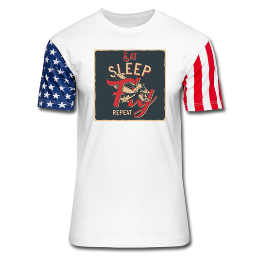 Eat Sleep Fly Repeat - Stars & Stripes T-Shirt - white