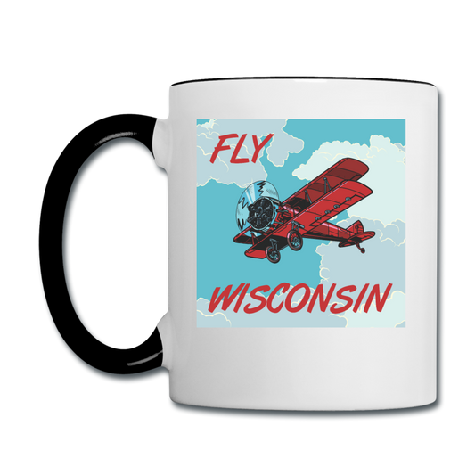 Fly Wisconsin - Biplane - Contrast Coffee Mug - white/black