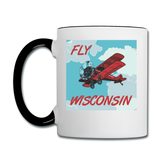Fly Wisconsin - Biplane - Contrast Coffee Mug - white/black