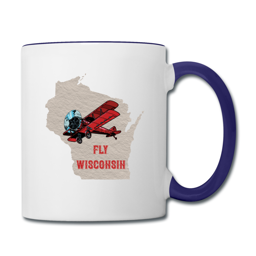 Fly Wisconsin - State - Contrast Coffee Mug - white/cobalt blue