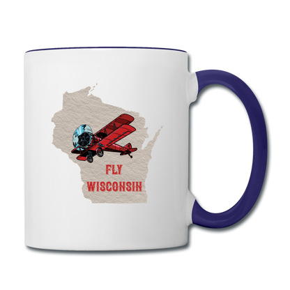 Fly Wisconsin - State - Contrast Coffee Mug - white/cobalt blue