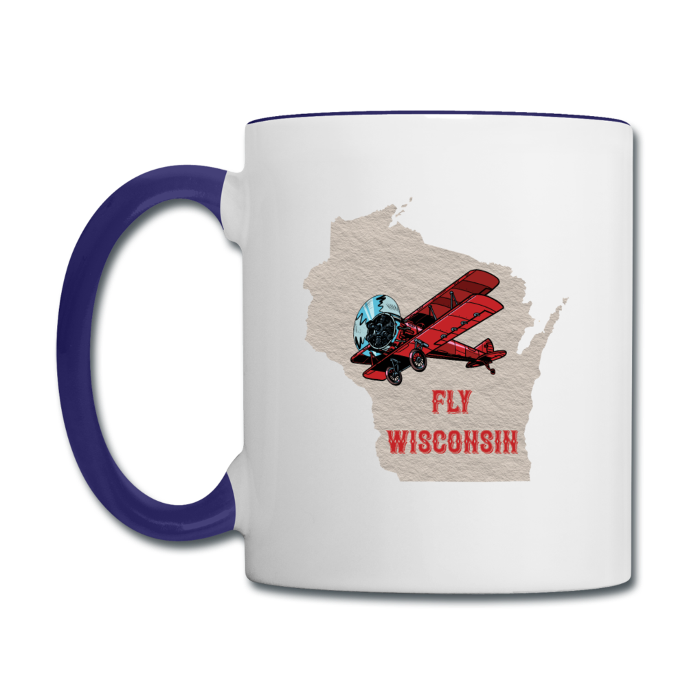 Fly Wisconsin - State - Contrast Coffee Mug - white/cobalt blue