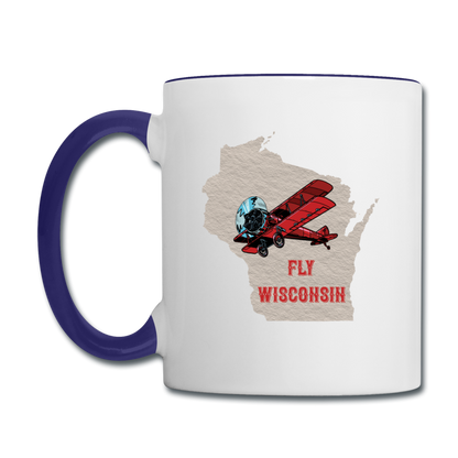 Fly Wisconsin - State - Contrast Coffee Mug - white/cobalt blue