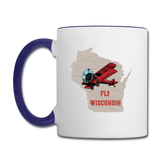 Fly Wisconsin - State - Contrast Coffee Mug - white/cobalt blue